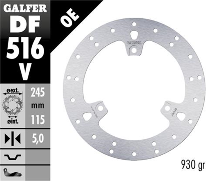 DISCO FRENO MOTO GALFER X MAX 125/250/300 245X115  5MM 3T ( NG 1757 )